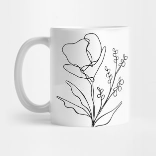 Wildflower Botanical Line Art | Elegant Floral Leaf Design Mug